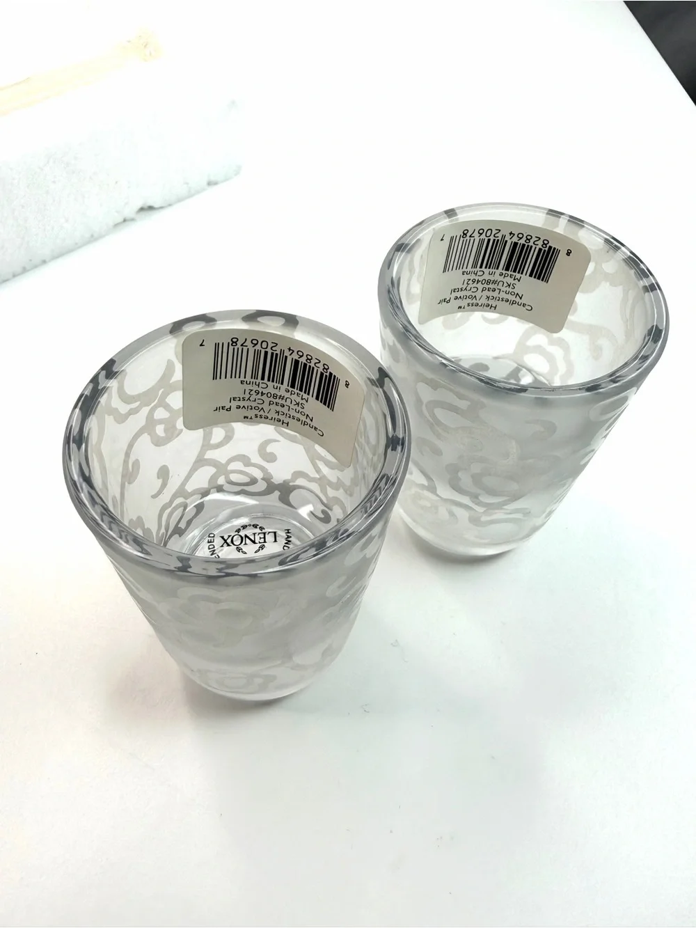 Lenox Heiress Frosted Crystal Votive Candlestick Holders Set